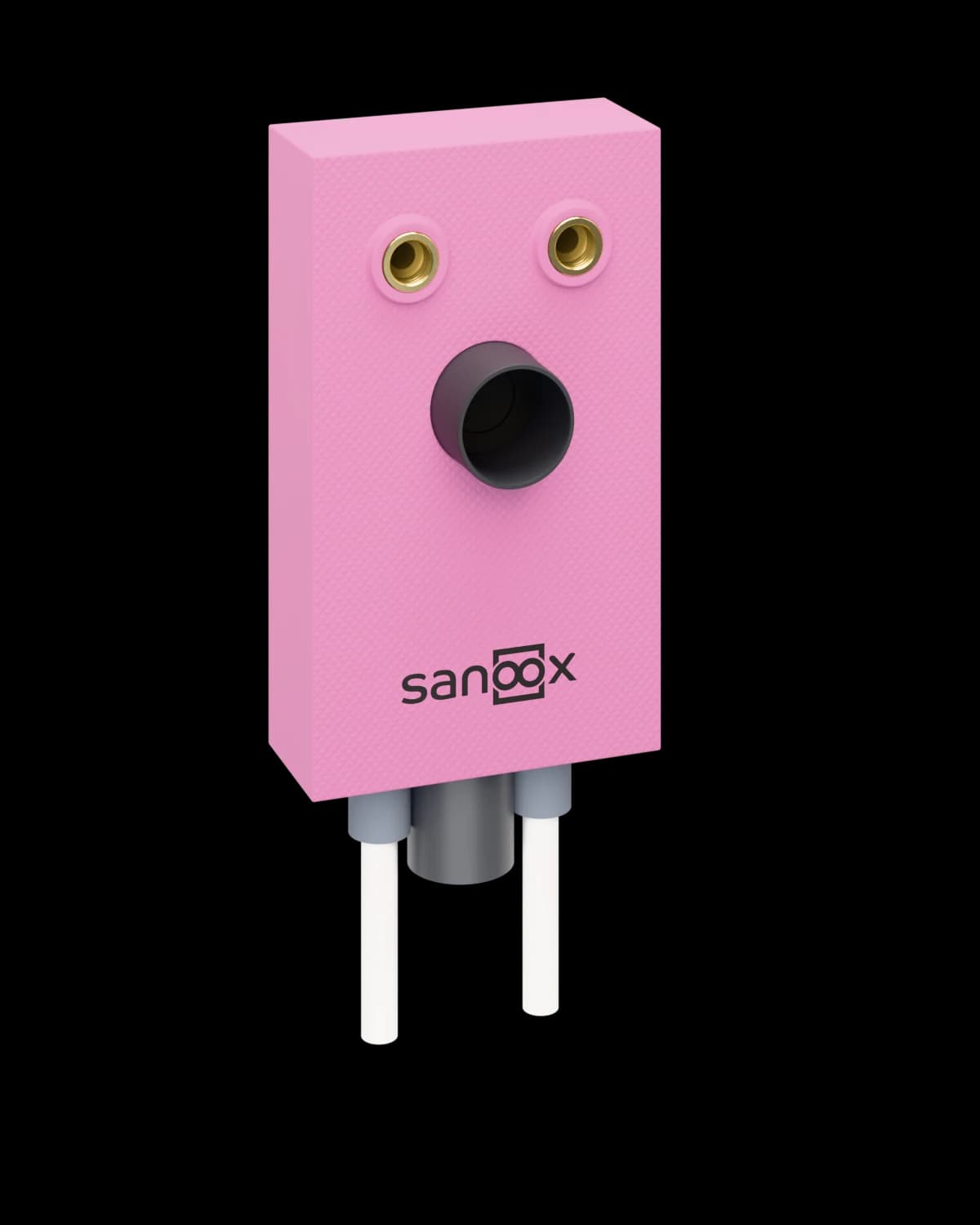 SANOOX basin installation box M01.1000 for masonry, pink XPS body with two wall-plate elbows, trap bend and pipes pointing down