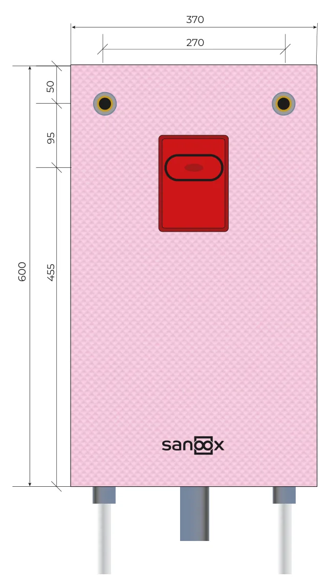 Catalogue drawing Washbasin, long, concealed trap HL 4000, pipes exit at the bottom, long pipes, Masonry (M01-0110) with dimensions