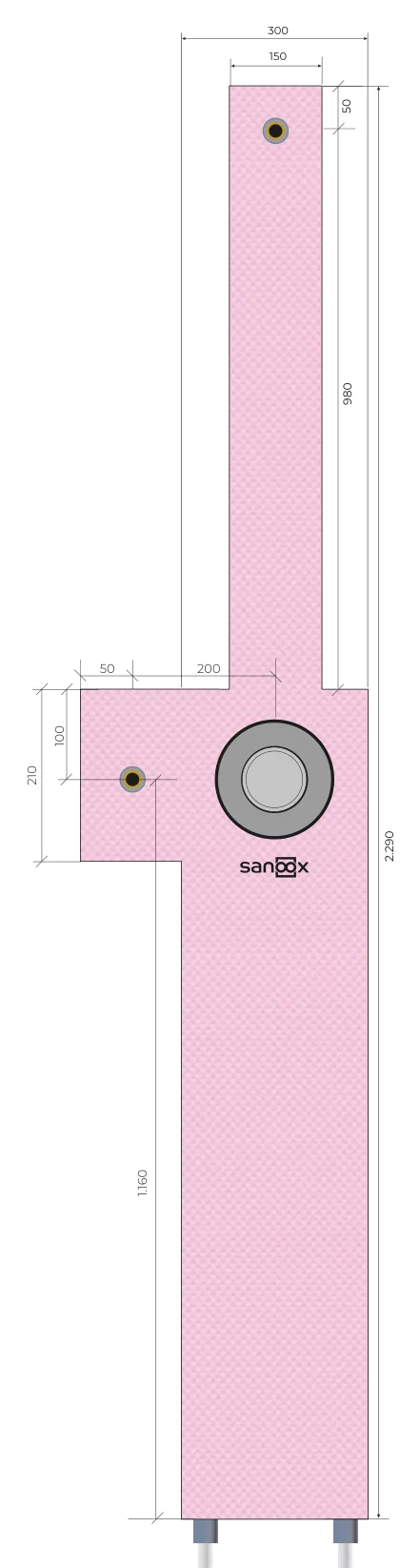 Disegno di catalogo Doccia, versione lunga, Grohe Smartbox 35604, corpo incasso con attacchi per soffione e doccetta, a sinistra, uscita tubi in basso, tubi lunghi, Muratura (M05-0462) con dimensioni