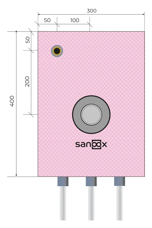Katalogzeichnung Badewanne kurz, Grohe Smartbox 35604, Unterputz-Körper inkl. Anschluss für Handbrause links, Rohrführung unten lang, Massivbau (M06-1342) mit Maßen
