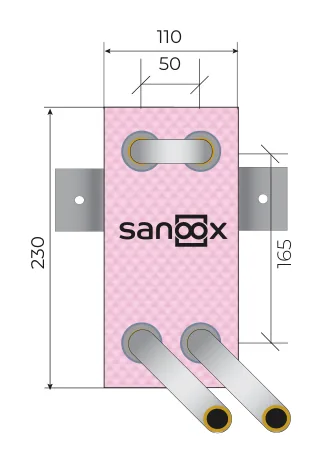 Catalogue drawing Radiator, short, for valve radiators, U-shape, Drywall (T12-2535) with dimensions