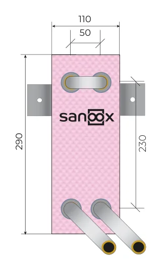Disegno di catalogo Radiatore, versione lunga, per radiatori con valvola integrata, forma a U, Cartongesso (T12-2540) con dimensioni